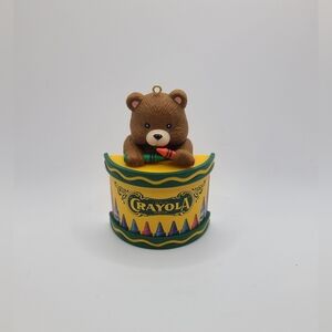 Crayola Christmas Ornament Crayons Bear Binney & Smith 1992 Plastic Vintage